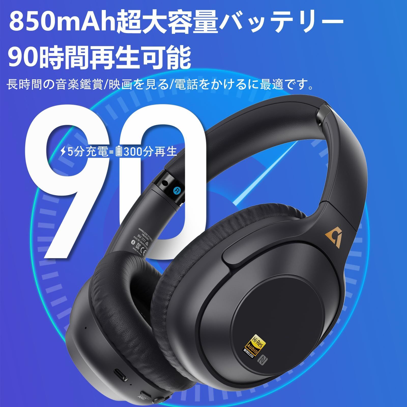 Ankbit E500Pro+ 【 LDAC対応】 ワイヤレス ヘッドホン Bluetooth