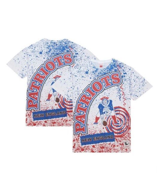 【送料無料】 ミッチェル&ネス メンズ Tシャツ トップス Men's White New England Patriots Big Tall Allover Print T-Shirt White