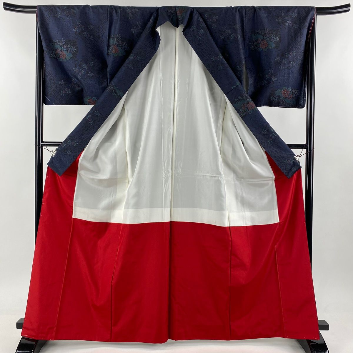 大島紬 身丈160cm 裄丈63.5cm S 袷 純泥染 証紙 麻の葉 茶紫 