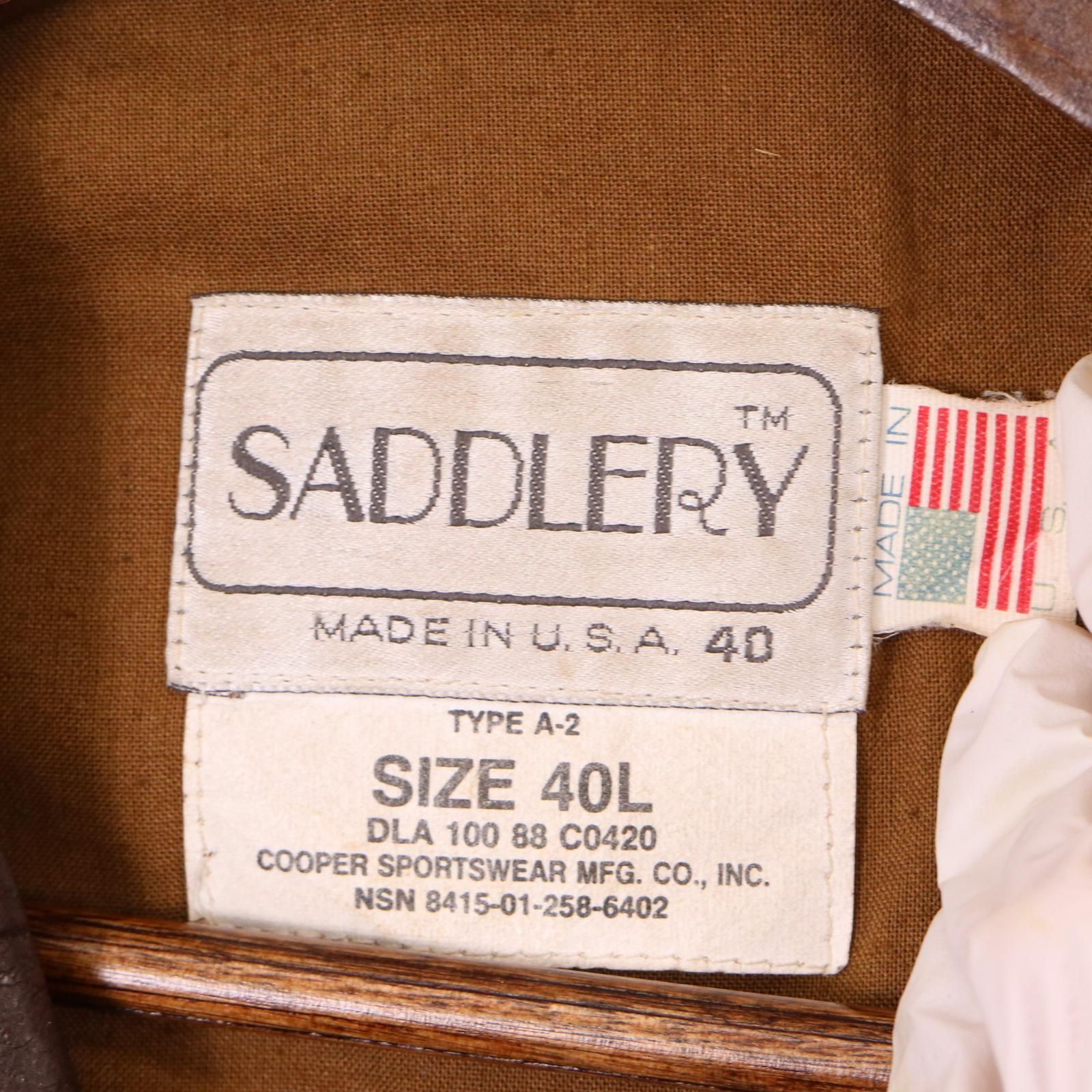 80年代 USA製 SADDLERY A-2 レザーフライトジャケット