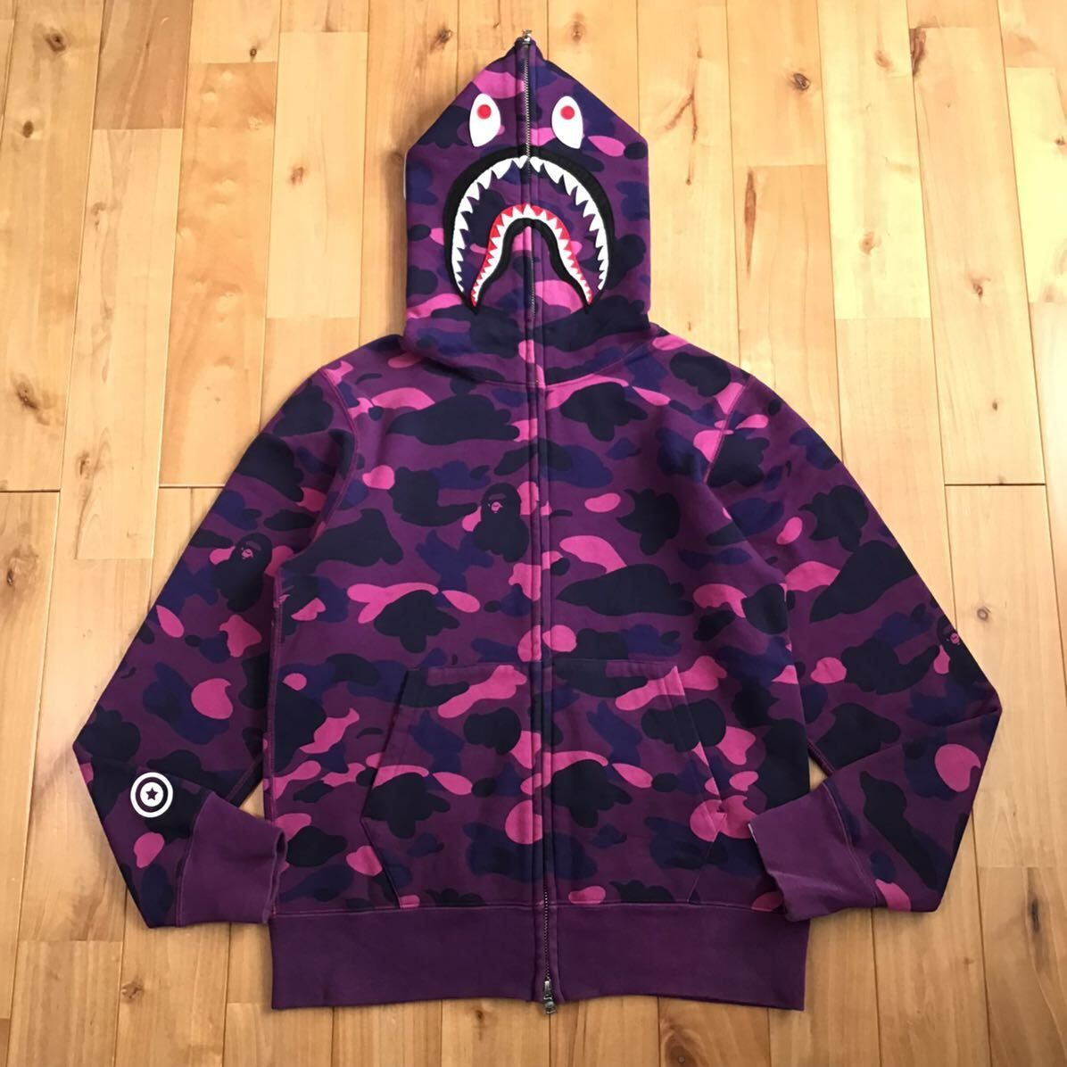 Purple camo シャーク パーカー Sサイズ shark full zip hoodie a bathing ape BAPE エイプ ベイプ  アベイシングエイプ 迷彩 - メルカリ