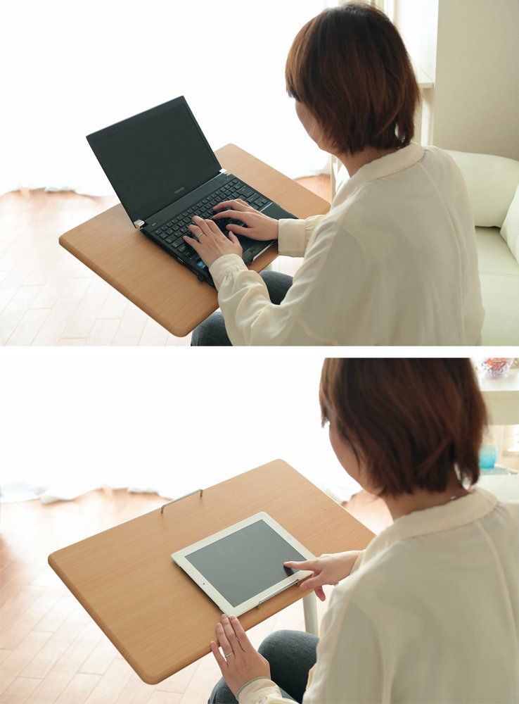 高さ調節 折りたたみ 昇降 キャスター付き ナチュラル-ホワイト サイドテーブル SCY-2168M4CN オスマック Osmac MARWIL-DEMENAGEMENTS_CH