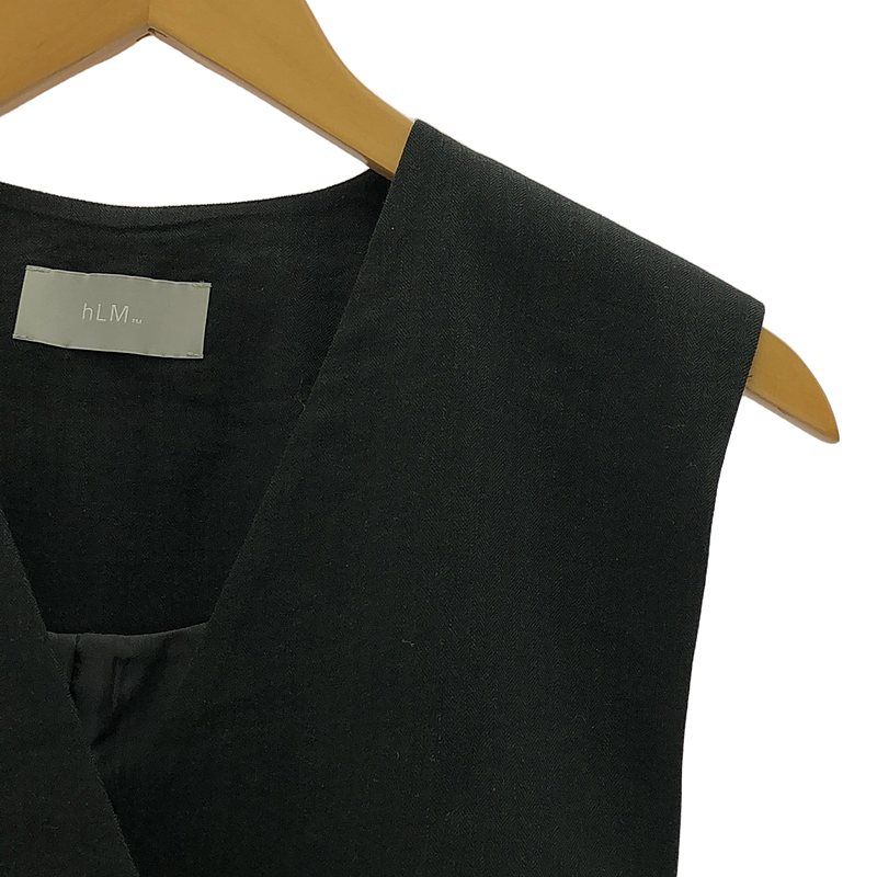 【美品】  hLM / エイチエルエム | リネン バックフレア ジレ ベスト / 総裏地 | 36 | ブラック | レディース 美品】 hLM / エイチエルエム | リネン バックフレア ジレ ベスト / 総