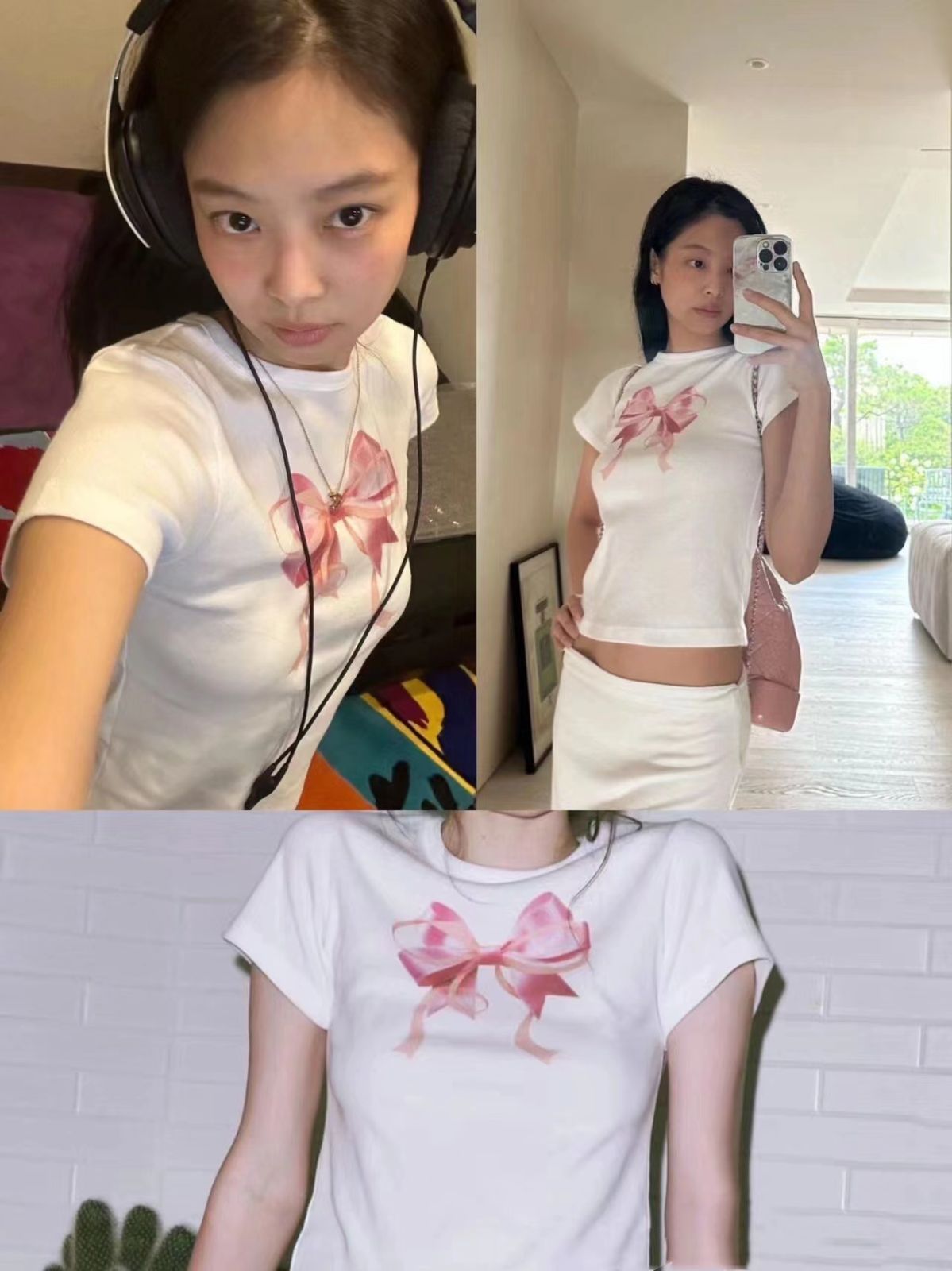 ジェニ着用♥[RONRON] DOUBLE RIBBON SLIM CROP T SHIRT 2色 - メルカリ