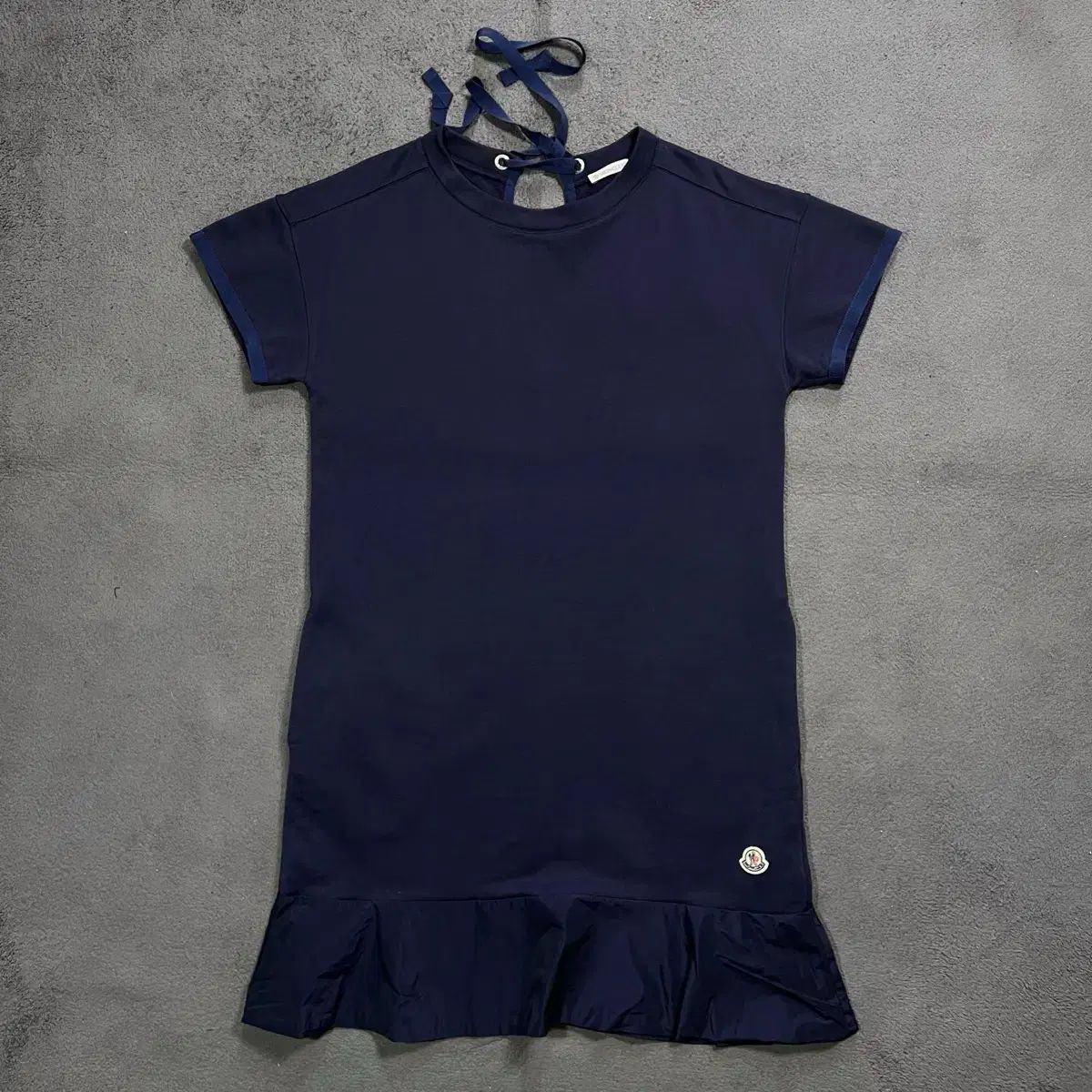 MONCLER ネイビー半袖ワンピース10A MONCLER(モンクレール) ネイビー スウェット 半袖 ワンピース