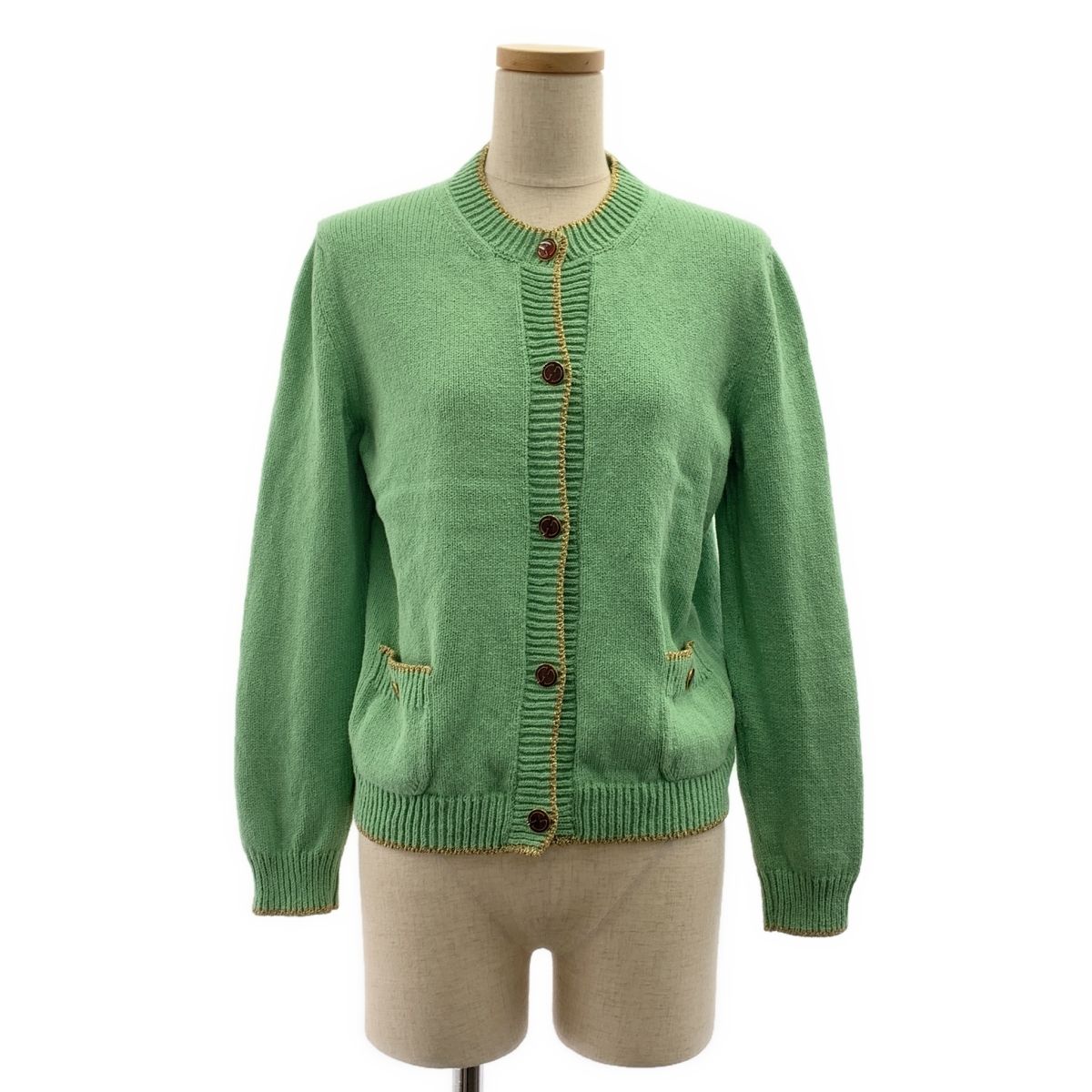 GUCCI | グッチ | Cotton Lame Knit Cardigan | コットン インターロッキングロゴボタン ニット カーディガン | M | グリーン | レディース
