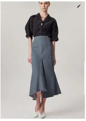 タイム TIME アンバランス ヘム デニム ロング スカート 44 サイズ