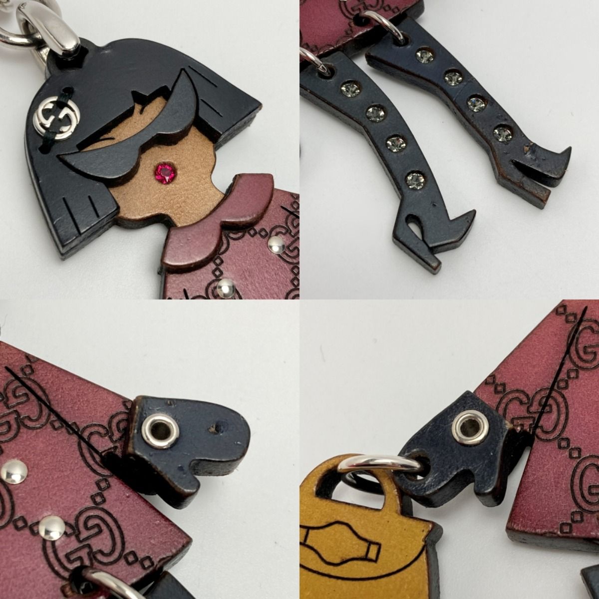 希少　GUCCI キーホルダー　　　マドモアゼル　ガール　ラインストーン 希少 GUCCI キーホルダー マドモアゼル ガール ラインストーン