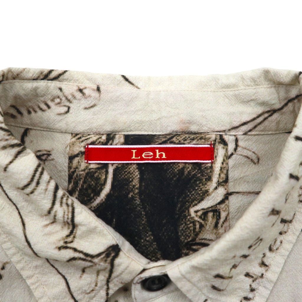 Leh 羽織 シャツ L ベージュ 総柄 インド綿 アート グラフィック 945 Leh 羽織 シャツ L ベージュ 総柄 インド綿 アート グラフィック