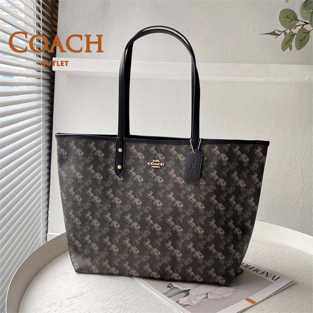 コーチ COACH トートバッグ 91107 リバーシブル シティー トート ホース アンド キャリッジ プリント レディース ハンドバッグ 馬車  アウトレット品 大容量 ブラックマルチ - メルカリ