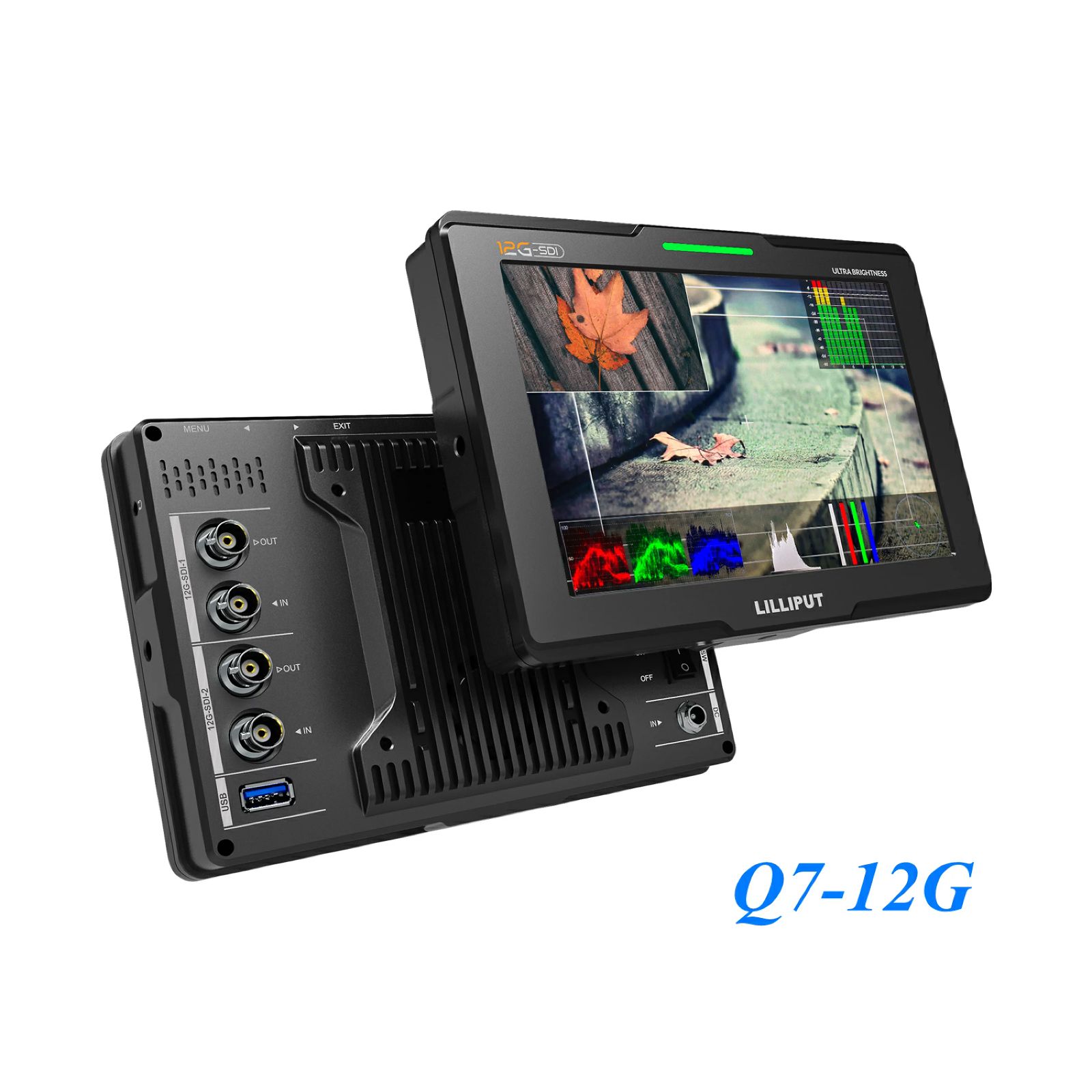 LILLIPUT Q7-12G 7インチ 高輝度 フルHD4K オンーカメラモニター 2*12G-SDI＆HDMI2.0 ピクチャー イン ピクチャー写真カメラモニター 12G-SDI-3D-SDI-3D-LUTサポート