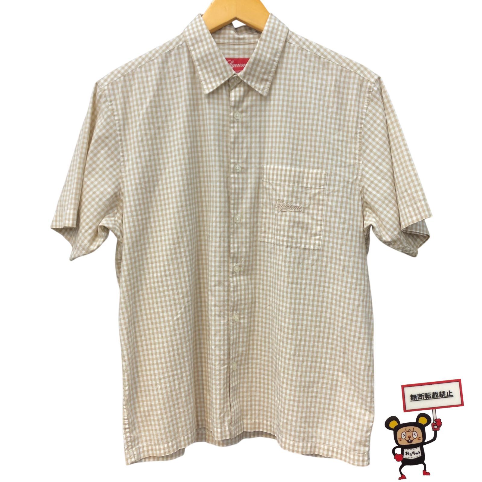 68.Supreme Gingham S|S Shirt Tan 21ss 店舗併売品
