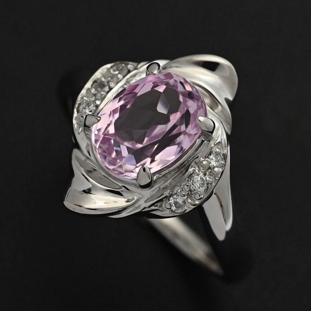 KU1.72ct FD 0.06ct 9月 誕生石 クンツァイト･ダイヤモンドリング･指輪 Pt900-5.9g 11号 51 パープル系 翌日配送可 ♀ S レディース 588692