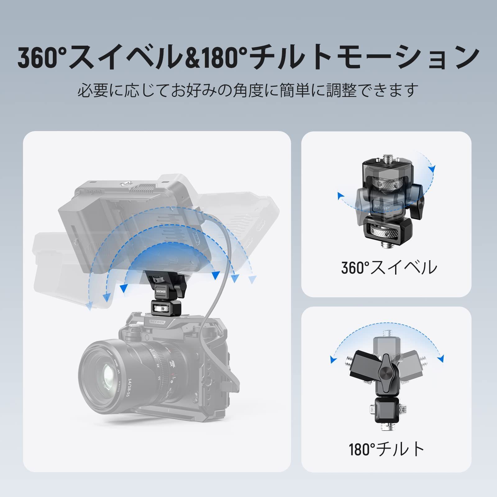 新着商品】5と7モニター用 3/8ARRI位置決めつまみネジ付き 360°回転