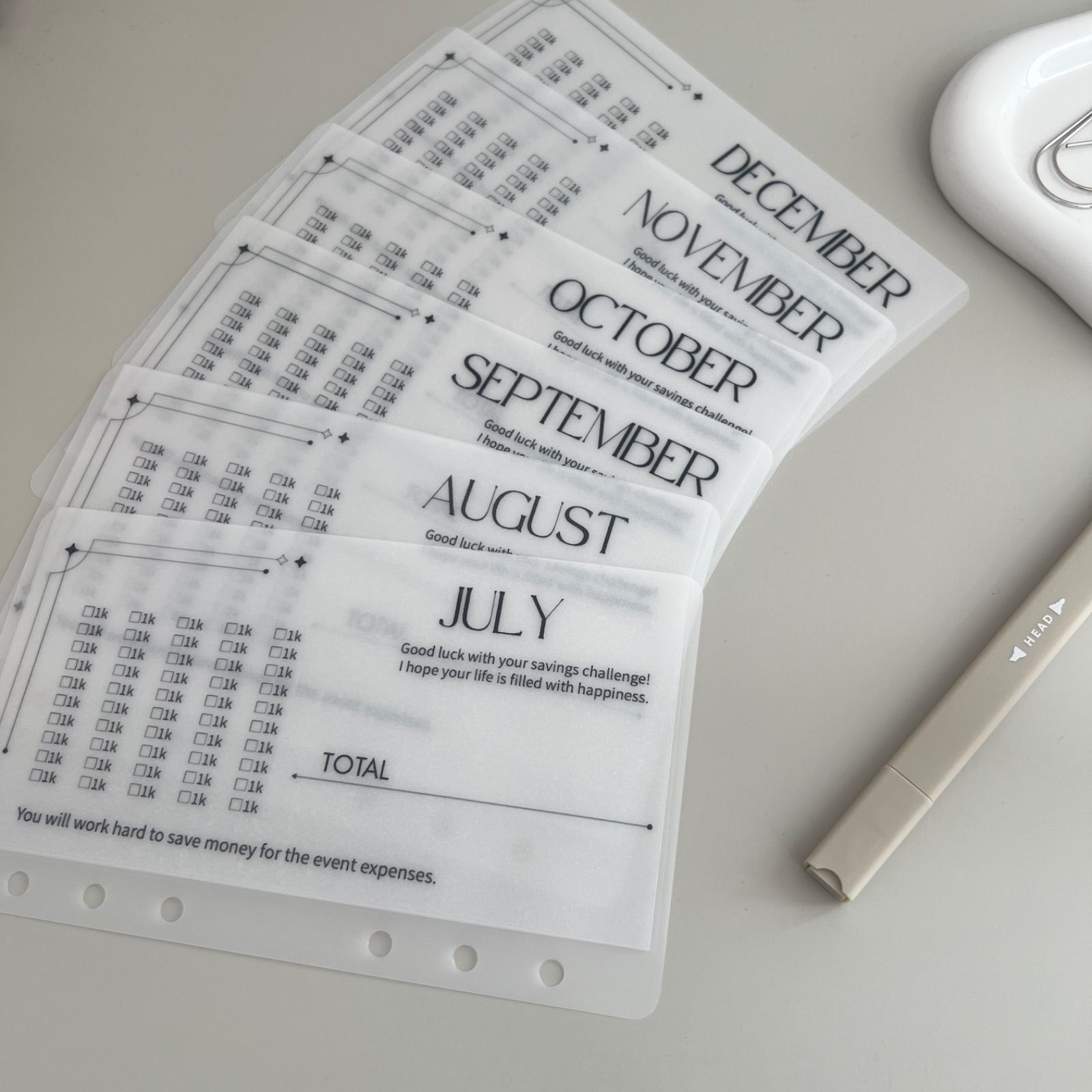 年間貯金/積立貯金/年間saving challengeリフィルA6サイズ - メルカリ