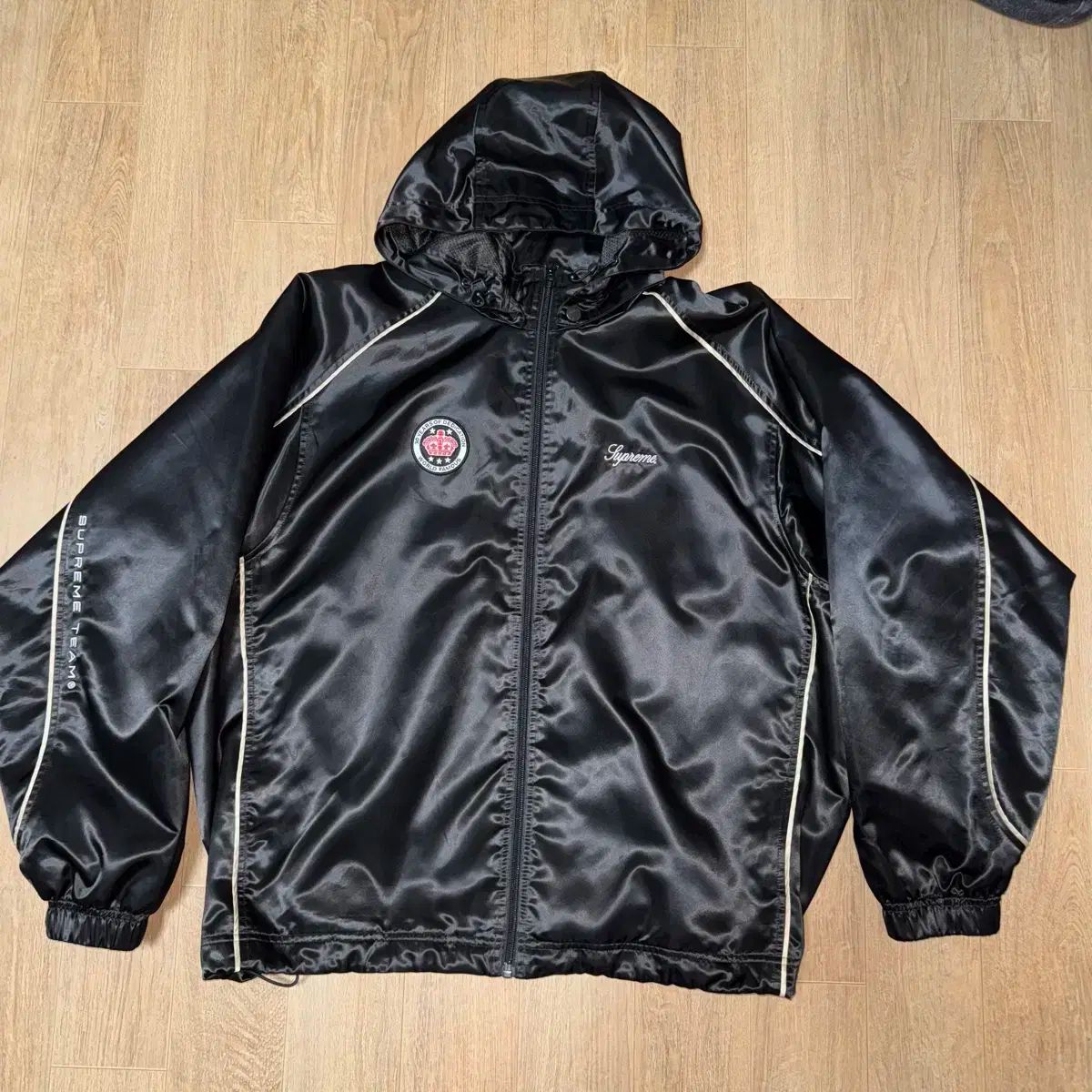 Supreme(シュプリーム) サテン フード トラック ジャケット 黒 m 
