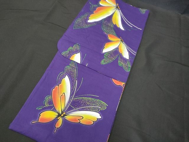 平和屋着物＃道行コート 流水花蝶文 ロング丈 正絹 逸品 CAAT5962id