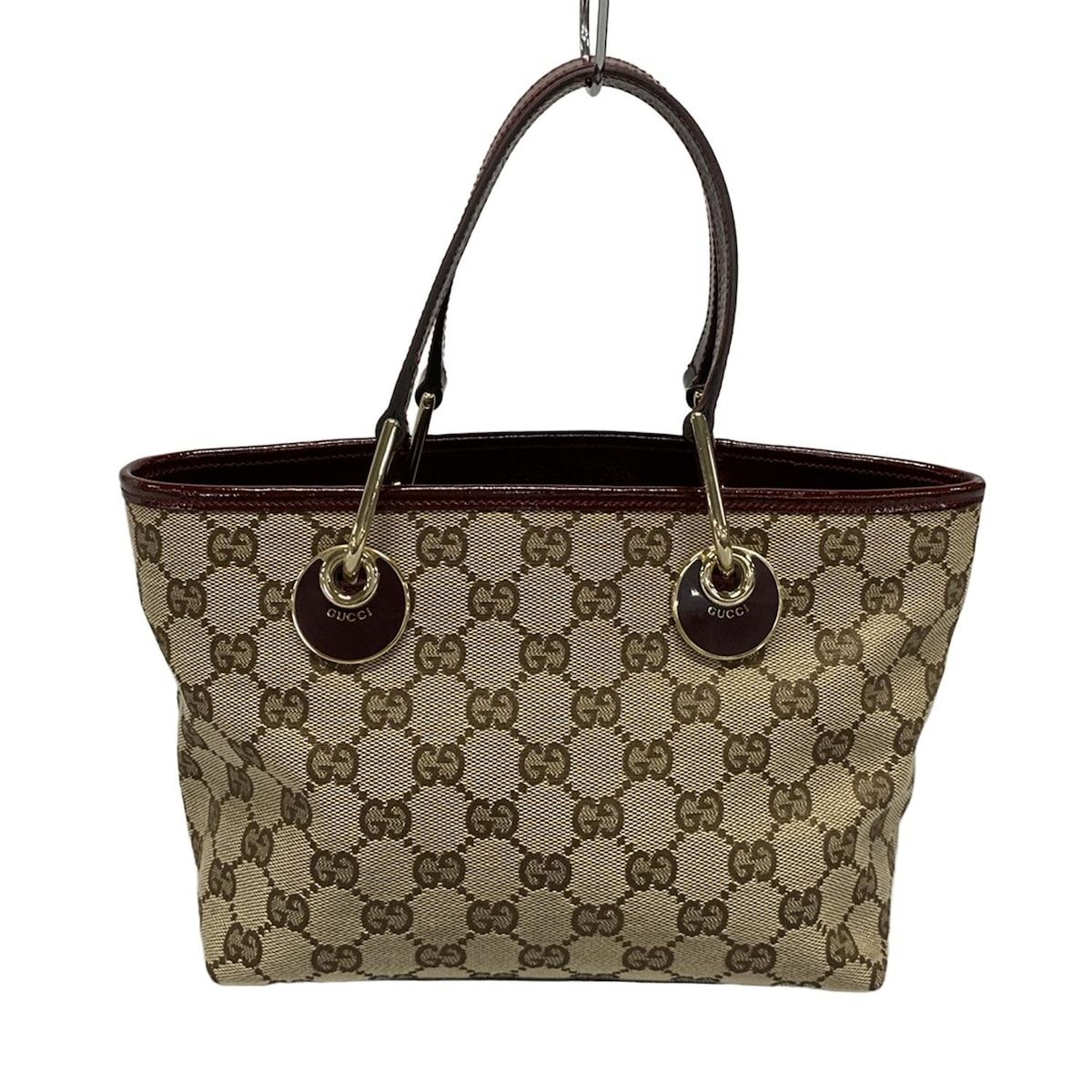 GUCCI グッチ トートバッグ GG柄 エクリプス 120844 ベージュ×ダークブラウン×ボルドー レザー