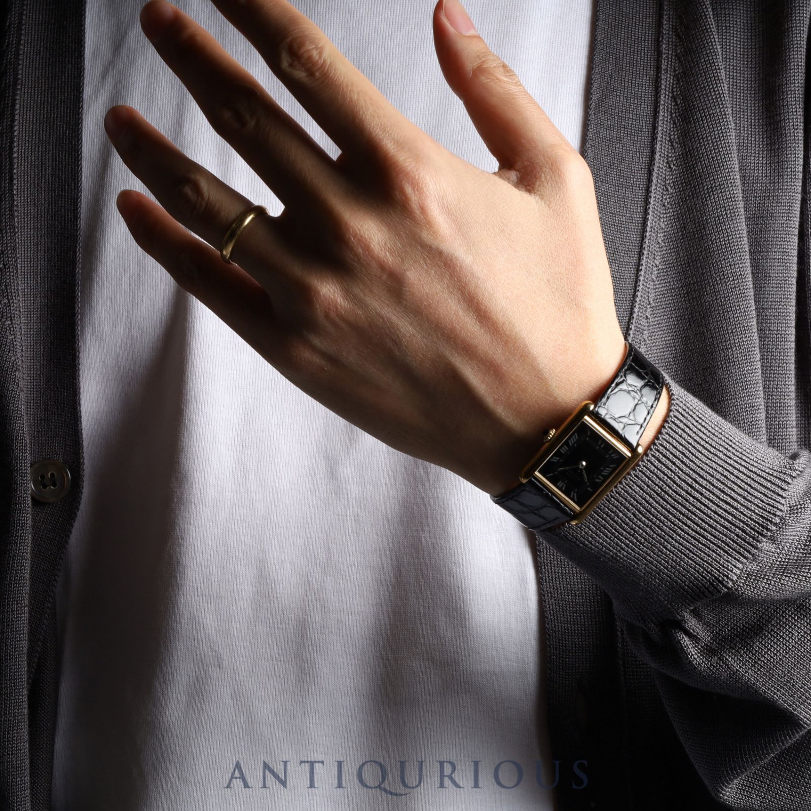 カルティエ マストタンク LM 手巻き Cal.78-1 SV925 革 純正尾錠（GP  