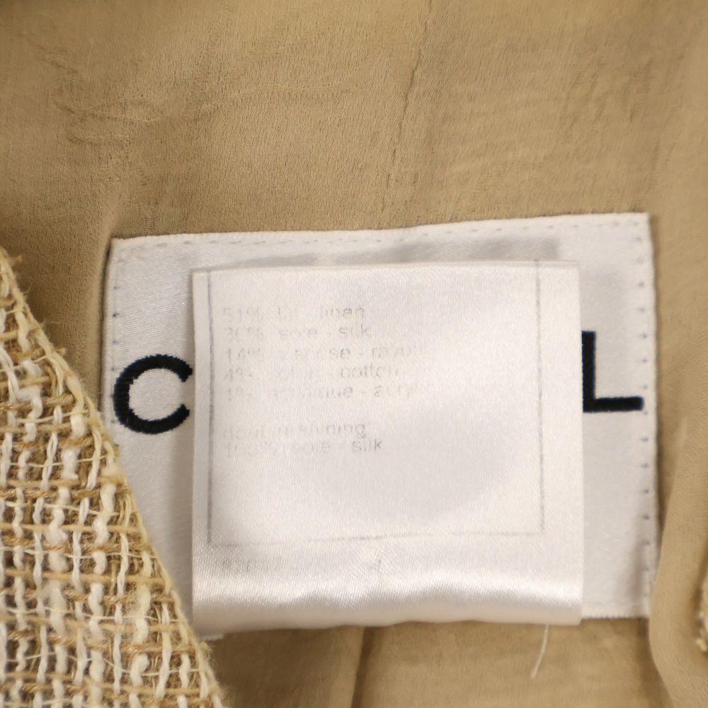 CHANEL (シャネル) 08P カメリアブローチ付 リネンジャケット ココ  