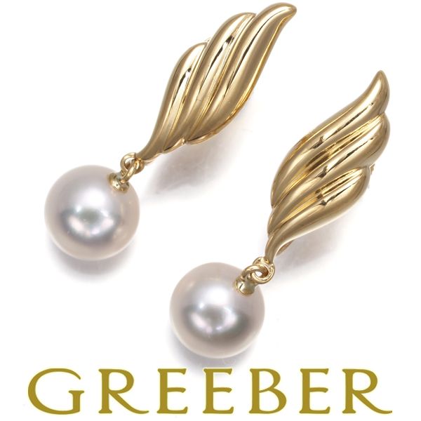 ミキモト イヤリング パール 真珠 7.3mm フェザー K18YG 176422