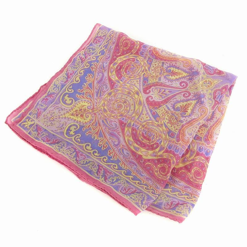 [美品] エトロ　シルク100% スカーフ 美品】エトロ ETRO シルク100% ペイズリー柄 スカーフ ストール