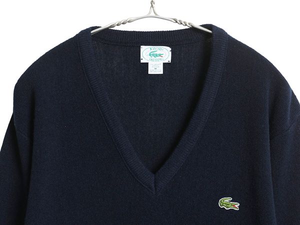 80s USA製 ラコステ Vネック アクリル ニット セーター メンズ  