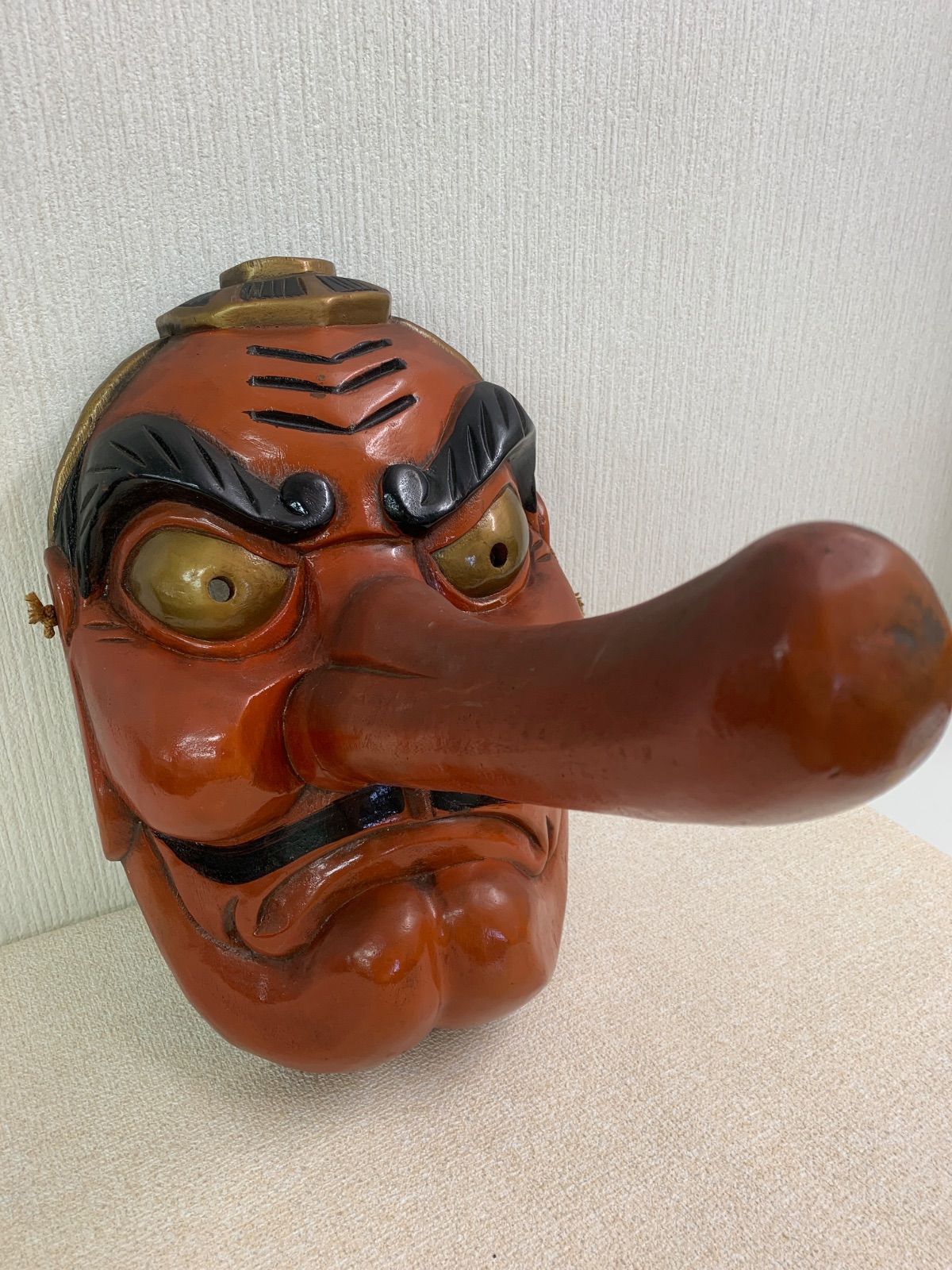 フォロー割対象商品】超特大！木彫天狗お面 骨董 古民芸 縁起物