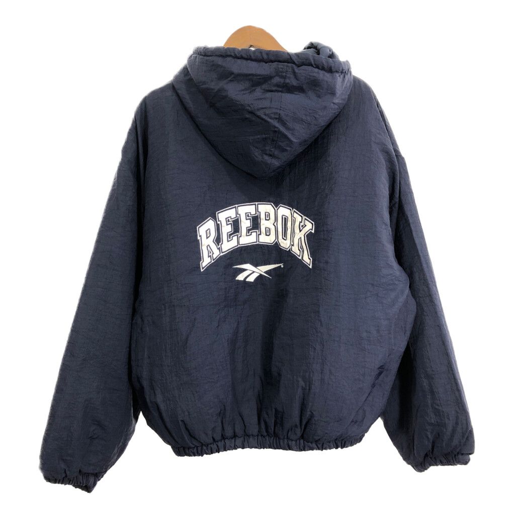 90年代 Reebok リーボック ナイロンパーカージャケット スポーツ ロゴ ネイビー (メンズ XL) 中古 古着 R1193 90年代 Reebok リーボック ナイロンパーカージャケット スポーツ ロゴ