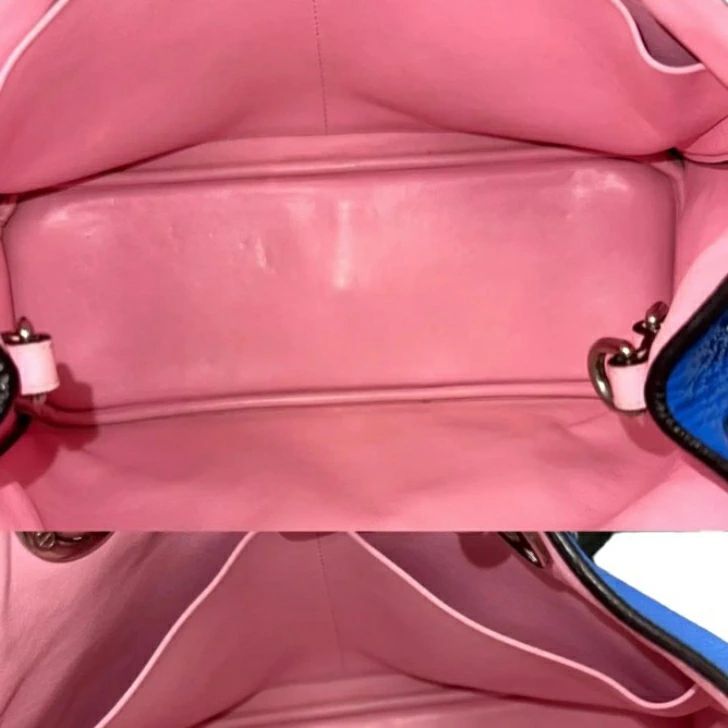 ディオール ディオリッシモ 2way ハンドバッグ 青 シルバー金具