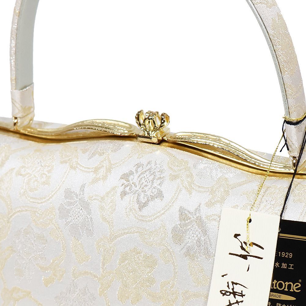 紗織 礼装用 西陣織 草履 バッグ セット 正絹 銀 唐花 Mサイズ