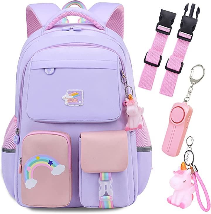 人気，豊富な fortulux リュック キッズ 小学生 防犯ブザー チェストストラップ リュックサック ビッグ Lサイズ( パープル,  ビッグ(L)サイズ) その他