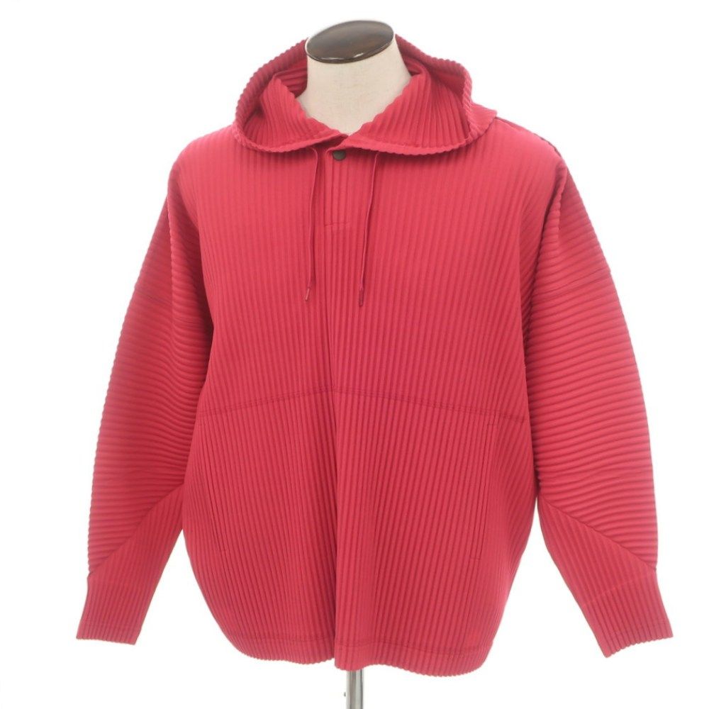 オム プリッセ イッセイミヤケ HOMME PLISSE ISSEY MIYAKE 2025年秋冬 プリーツ プルオーバー パーカー レッドピンク サイズ表記なし L位 メンズ