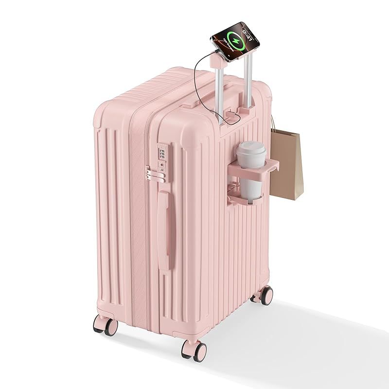 SupTrip スーツケース 機内持ち込み キャリーケース 拡張機能付き キャリーバッグ ストッパー付き カップホルダー付き USBポート付き 携帯スタンド TSAロック搭載 物掛けフック 大容量 超軽量 静音 ダブルキャスター おしゃれ 旅 1