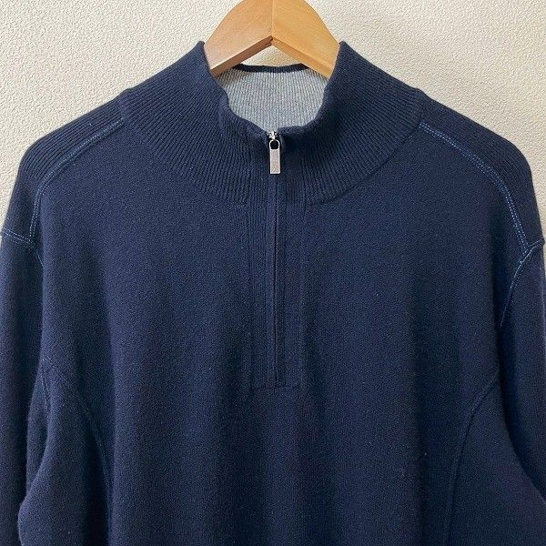 ★エルメネジルドゼニア★高級 ハーフジップニット イタリア製 L エレガント wnc エルメネジルドゼニア ErmenegildoZegna ニット・セーター 紺