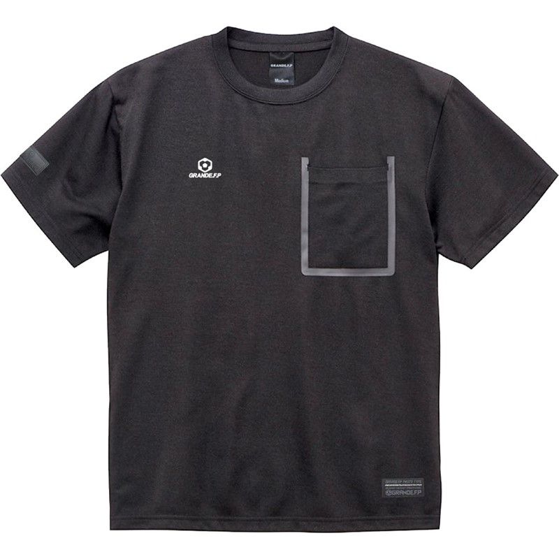 100%新品，HOT grande(グランデ) ヘキサゴンロゴシームテープポケットTシャ フットサル 半袖Tシャツ (gfph23004-0901)、(0901)BLK/WHT その他