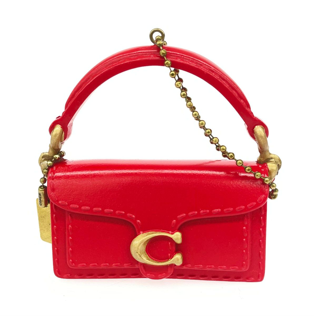 美品 COACH コーチ オーナメント チャーム レッド バッグ型 樹脂