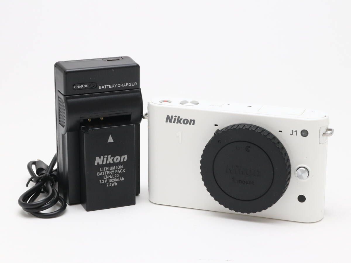 B+ (並品) Nikon ニコン J1 ボディ ホワイト ボディ シャッター
