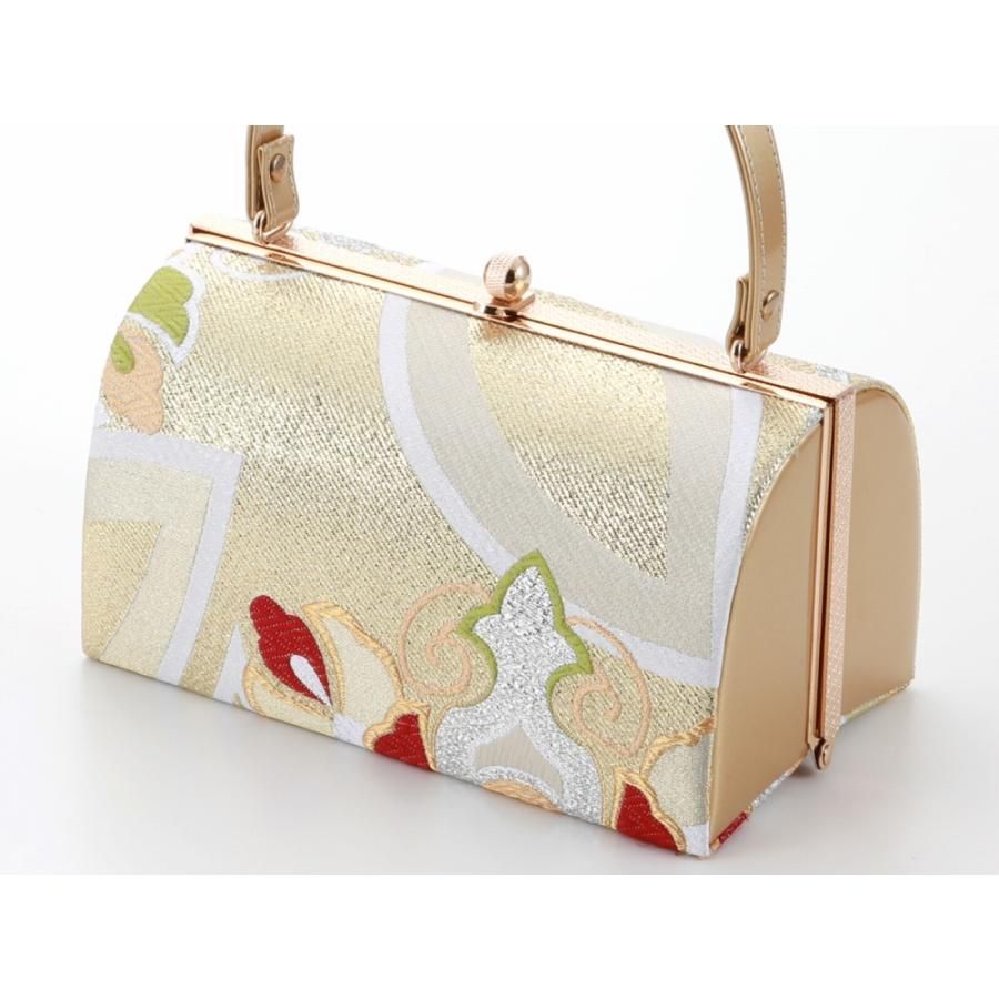 訳あり 振袖用 帯地 草履バッグセット 三枚芯 LLサイズ ゴールド系 bs-376-40