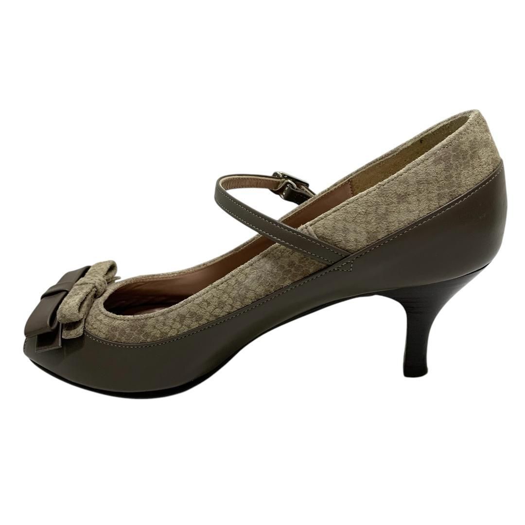 極美品】銀座かねまつ (21.5) パンプス ストラップ オープントゥ