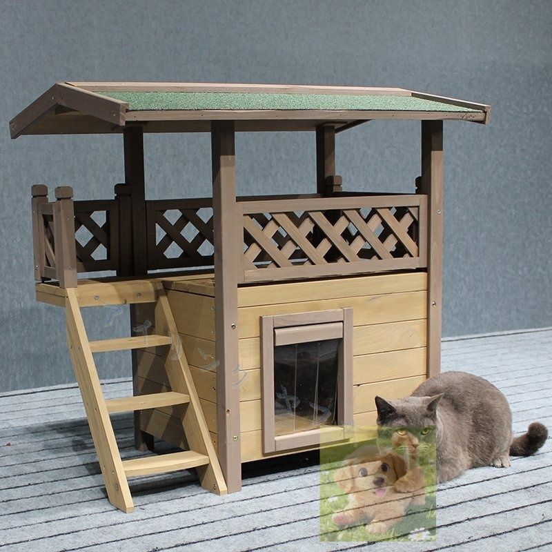 組立簡単 自然素材で安心 ペットハウス ドッグハウス ハウス 天然木 ロフト付き ドア付き 多頭飼い 室内用 キャット 猫用 お庭用