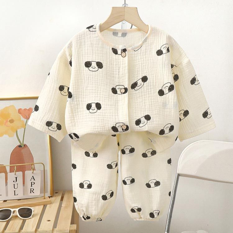 パジャマ キッズ 綿 ダブルガーゼ 上下セット 長袖 前開き 子供 男の子 女の子 ルームウェア ベビー 保育園 幼稚園 小学生 ジュニア お泊り 部屋着 可愛い おしゃれ 柔らか コットン 80 9#pop2550