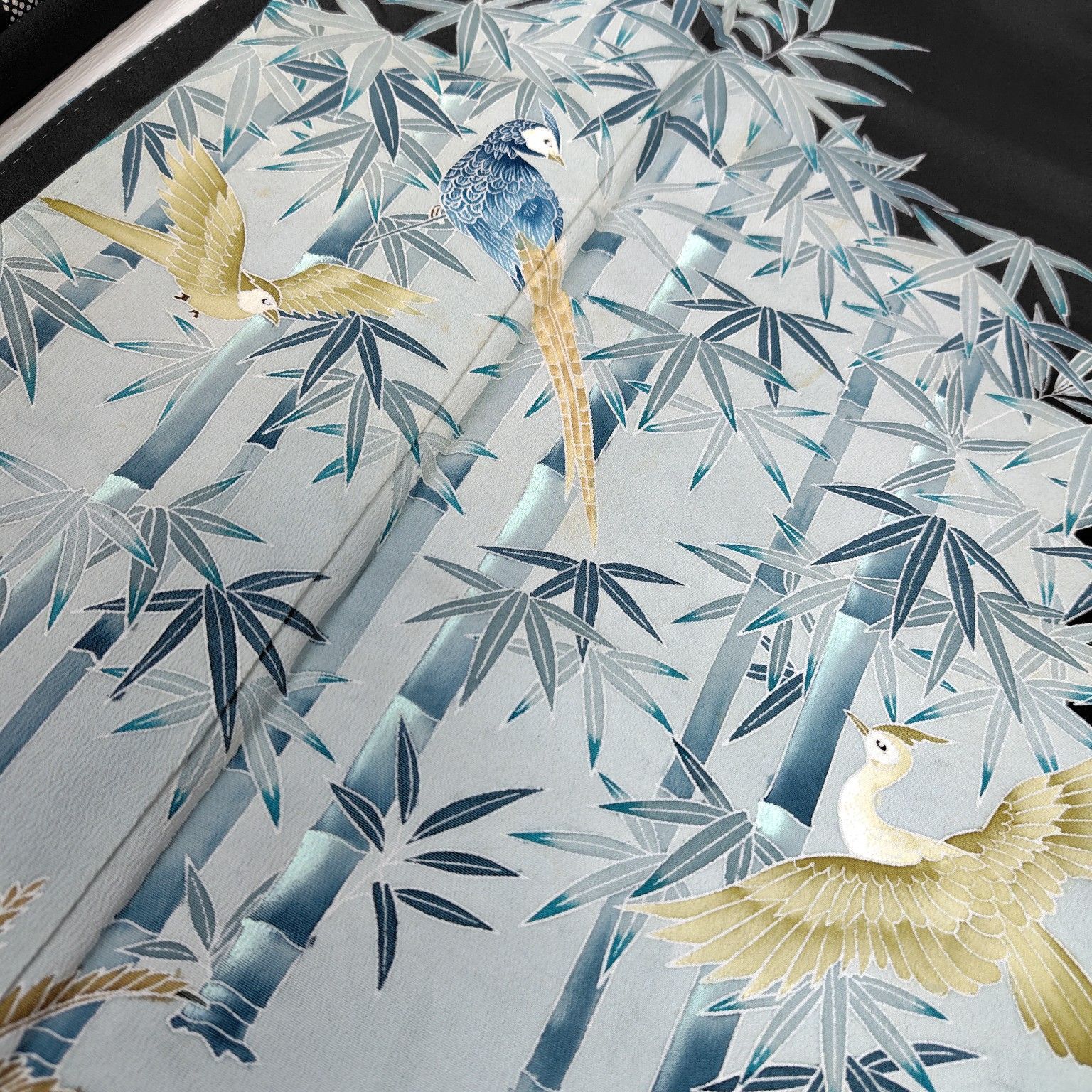 平和屋着物□豪華色留袖 駒刺繍 地紙飛鶴花文 暈し染め 金銀彩 正絹