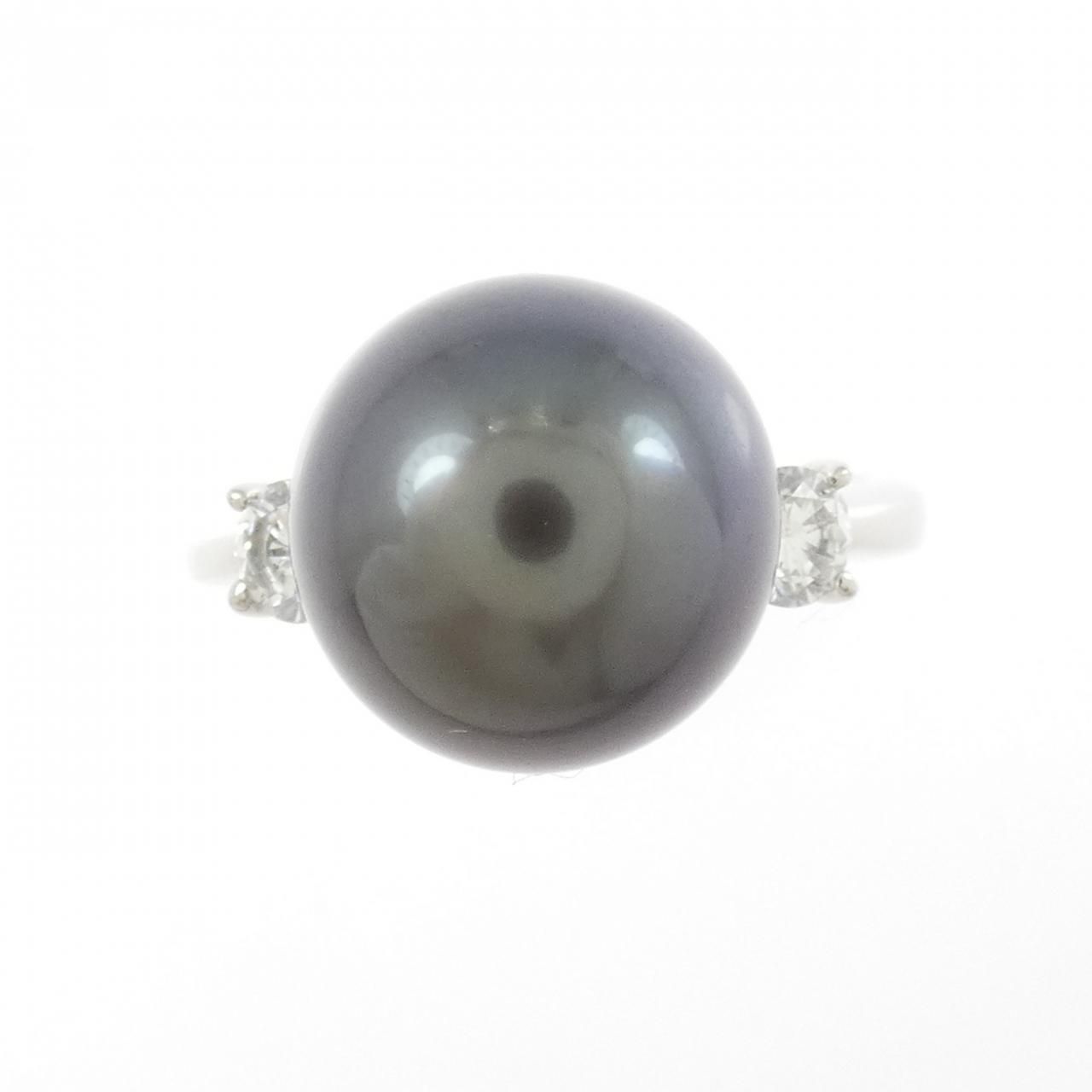 鑑別書付【TASAKI】黒蝶真珠 Pt900 リング ダイヤモンド 0.06ct