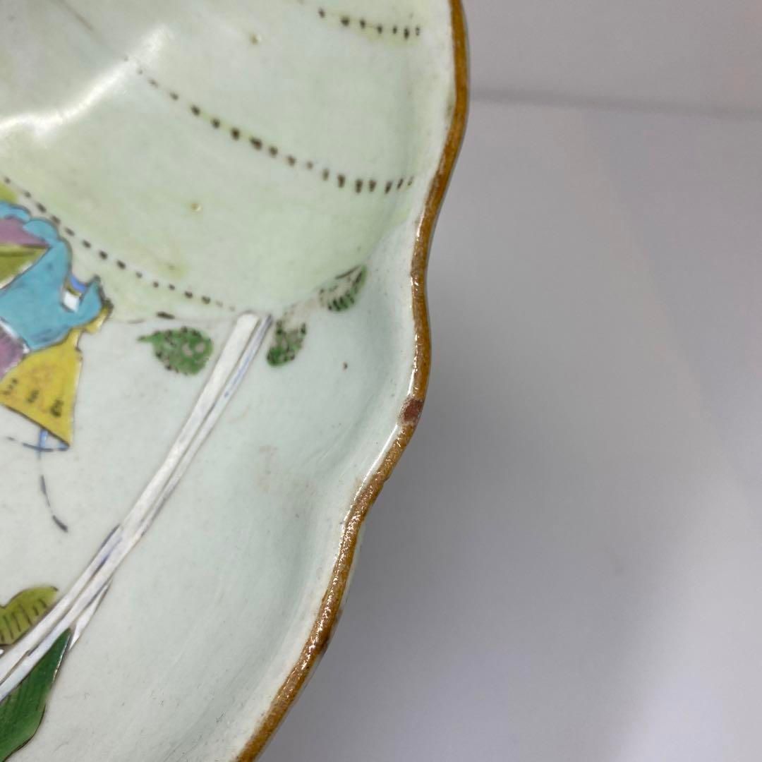 中国清時代 粉彩人物画 長皿 幅約22㎝ タエサ 東さ6-1201②