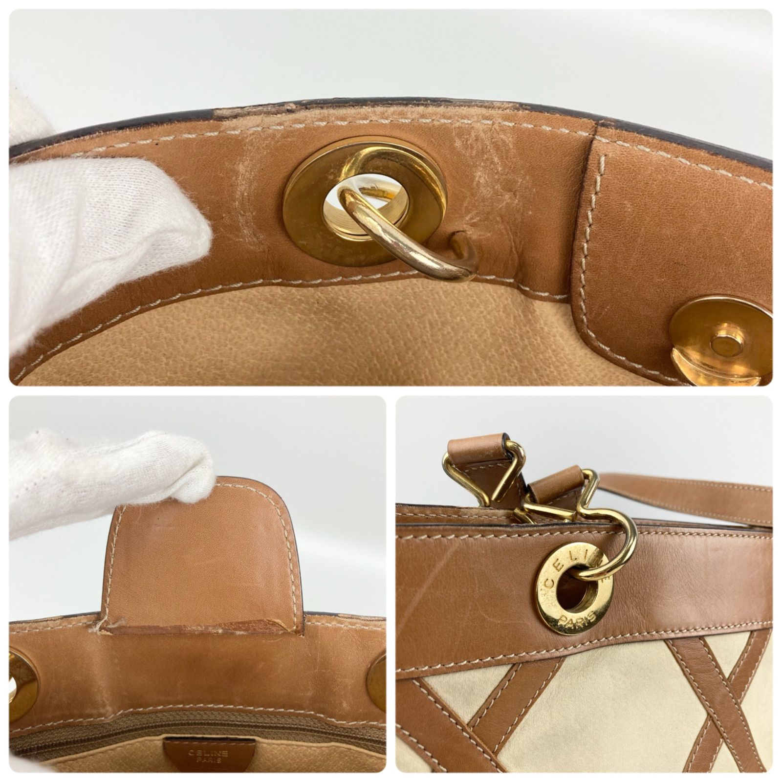CELINE セリーヌ バケツ型 ショルダーバッグ トートバッグ ベージュ 