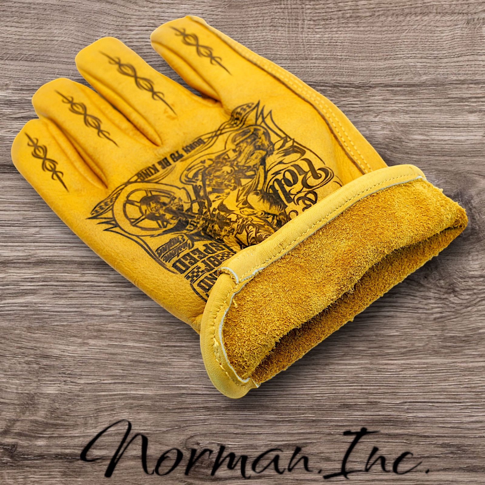 牛革 レザーグローブ アメリカン バイク ハーレー カスタム タトゥー