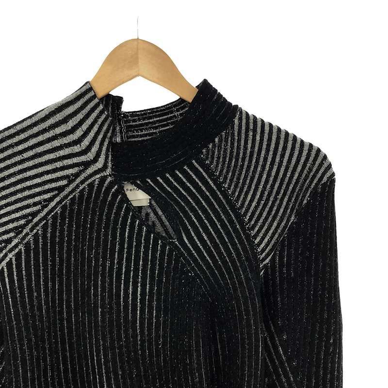 FenG CHen WANG / フェンチェン•ワン | LONG SLEEVE RIBBED KNIT ニット | M | ブラック/ホワイト | レディース FenG CHen WANG / フェンチェン•ワン | LONG SLEEVE RIBBED KNIT