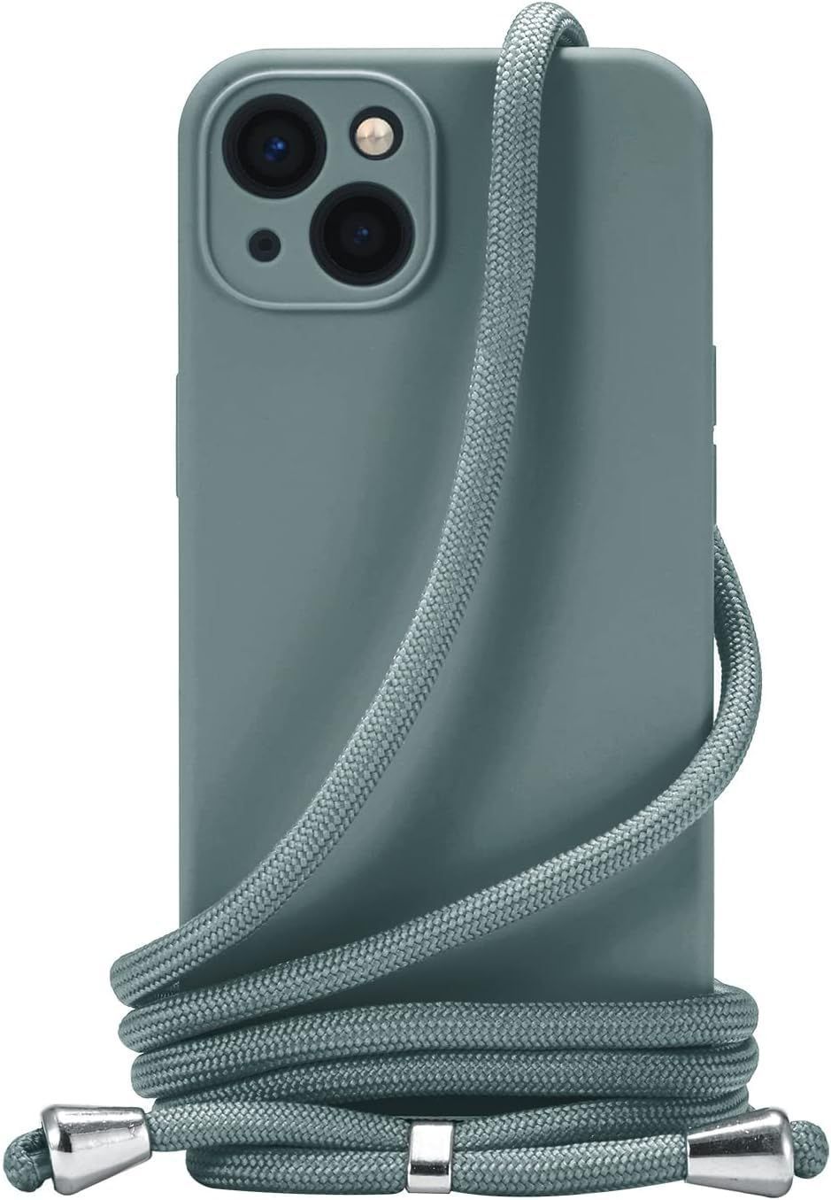 Handodo iPhone 15 用 ケース iPhone 15 カバー ネック ショルダー ストラップ付き スマホ シリコン カバー 紐付き 斜めがけ 織りストラップ付き 調節可能なショルダー クロスボディ ネックレス 保護