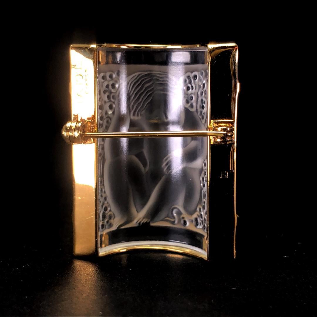 美品】LALIQUE ラリック／ブローチ アンファンエンジェル／クリスタル